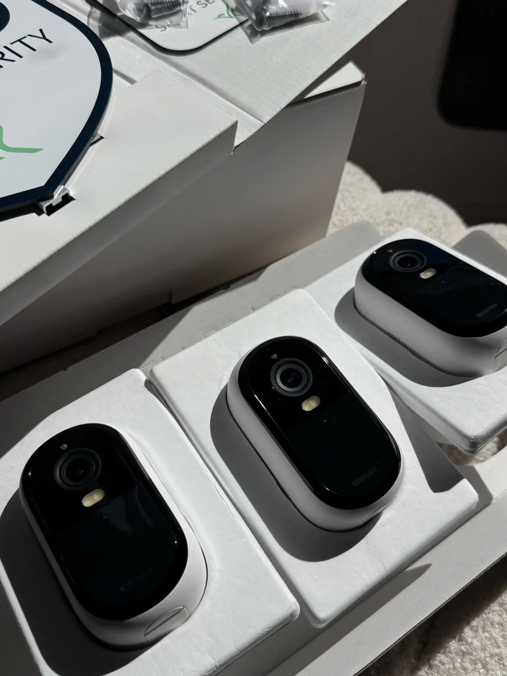 Arlo White Smart Security Video Doorbell and Cameras - 3 Pack